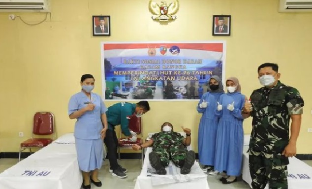 Hut Tni Angkatan Udara Ke Lanud Leo Wattimena Gelar Kegiatan Donor Darah Sergap Tkp